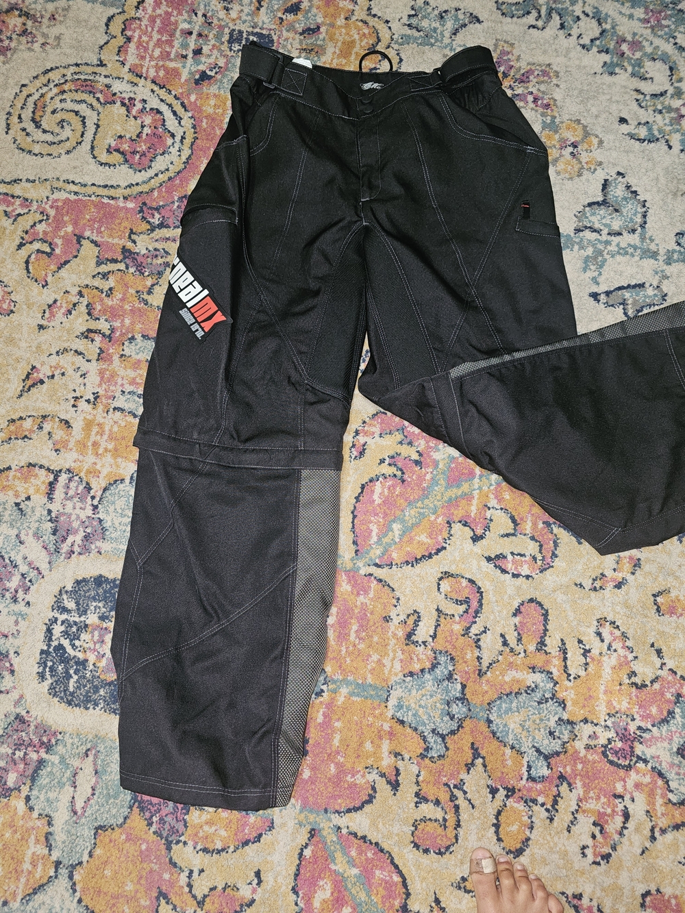 O'Neill Black Cargo Riding Pants with Red Accent